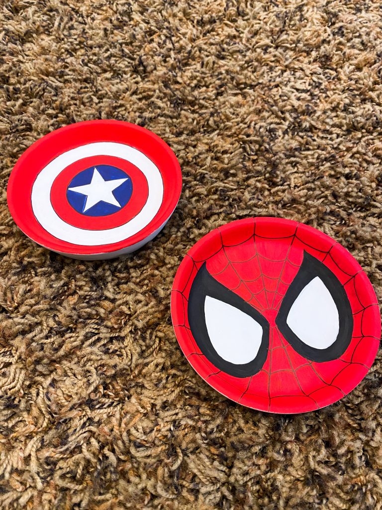 captain america and spiderman plate