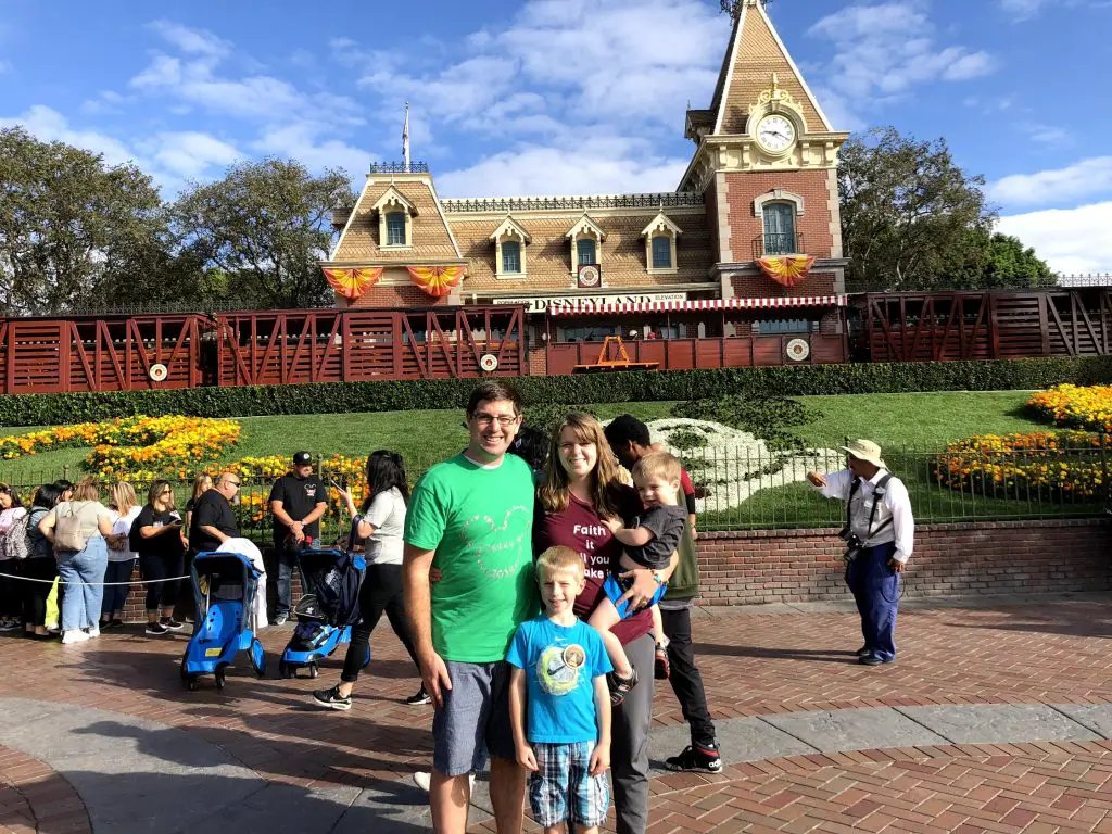 family at disneyland